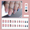 【CDJ031】Frosted mid-length Nail Wear Nail Art Blue French Refreshing Bamboo Nail Patch removable fake nail finish