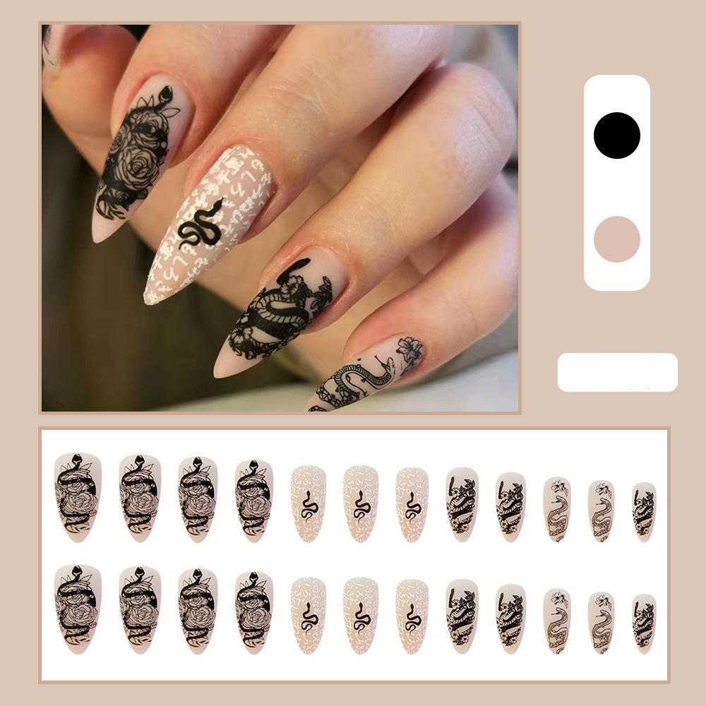【CDJ032】European and American mandarin duck flower snake print wear nail nails
