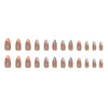【CDJ025】Round head almond nail multicolored gradient French gold powder line wear nail fake nails