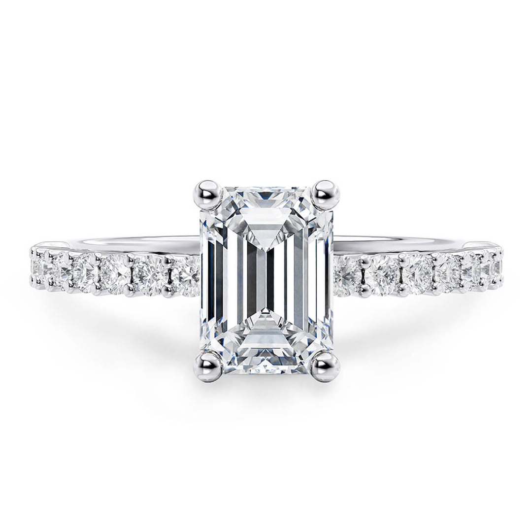 Sterling Silver Ring | Rectangle Cut Moissanite Diamond