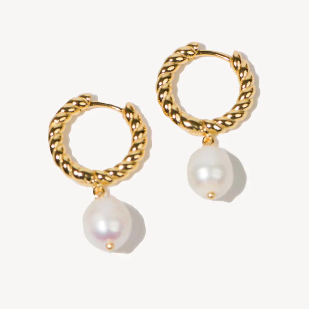 ROPE AND PEARL PENDANT HOOPS
