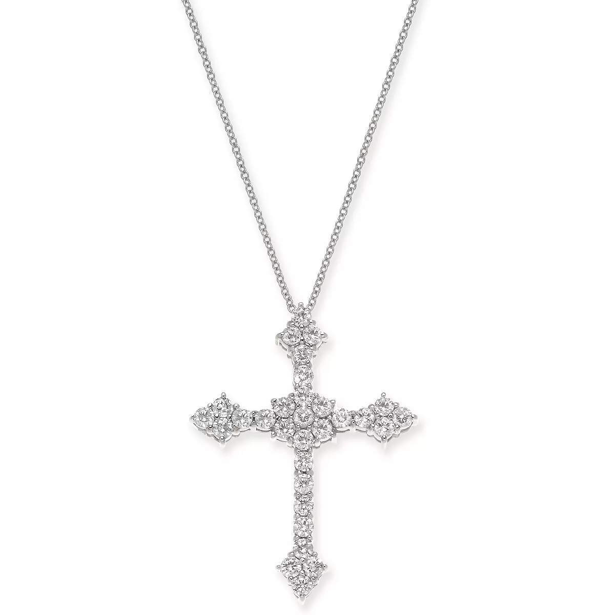 Luxury Cross 1 CT 925 Sterling Silver Moissanite Necklace