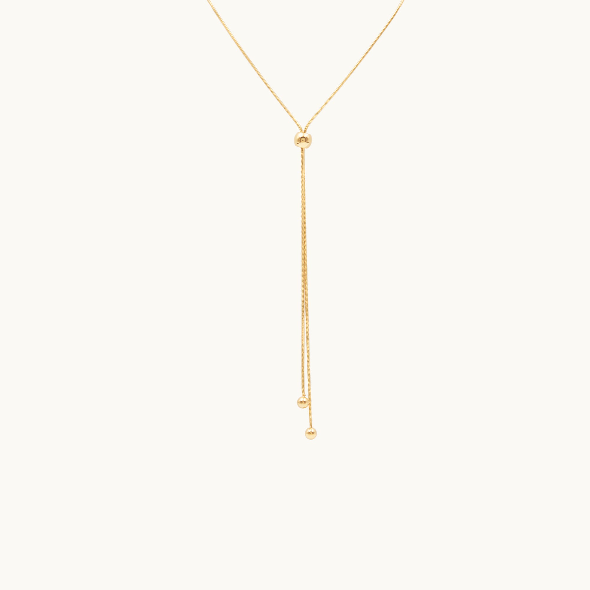 Chain Ball Y Lariat Necklace Adjustable Gold Plated