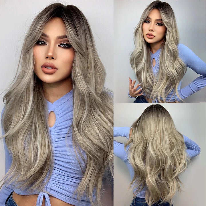 Grey Blonde | Long Wavy | Fashion Wig | 27 inches