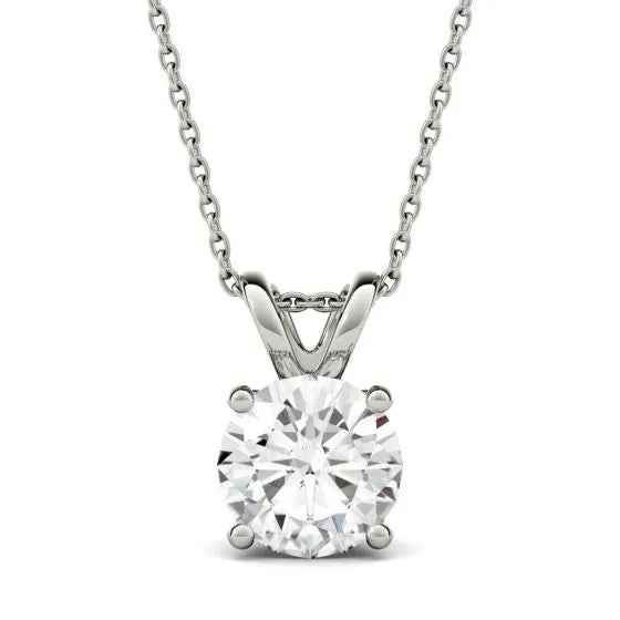 Moissanite Platinum Silver Plated Necklace