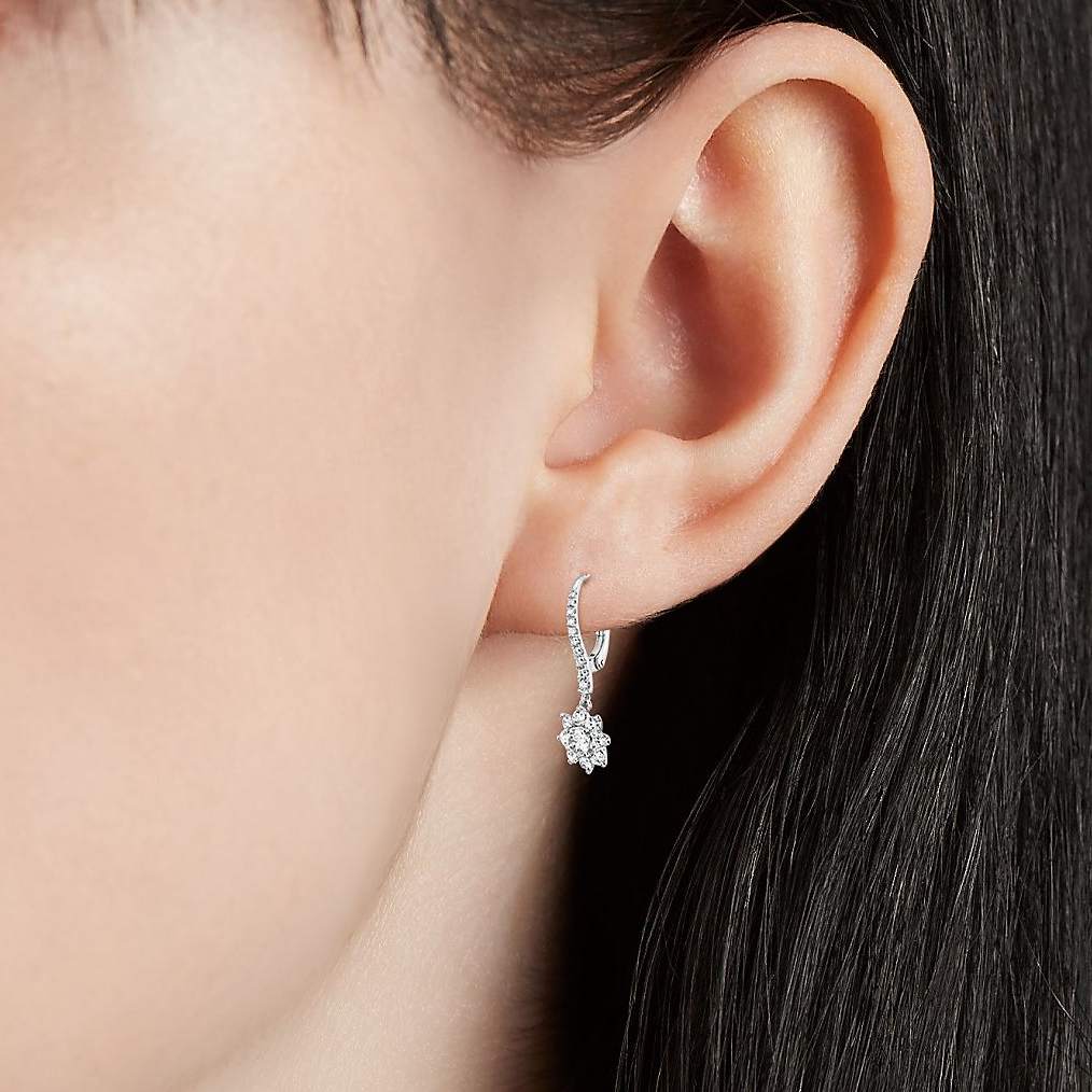 S925 Silver Moissanite Elegant Huggie Hoop Earrings 1 Pair