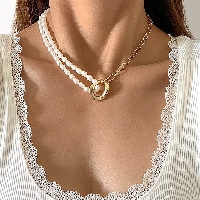 RONNIE HALF CHAIN AND PEARL NECKLACE