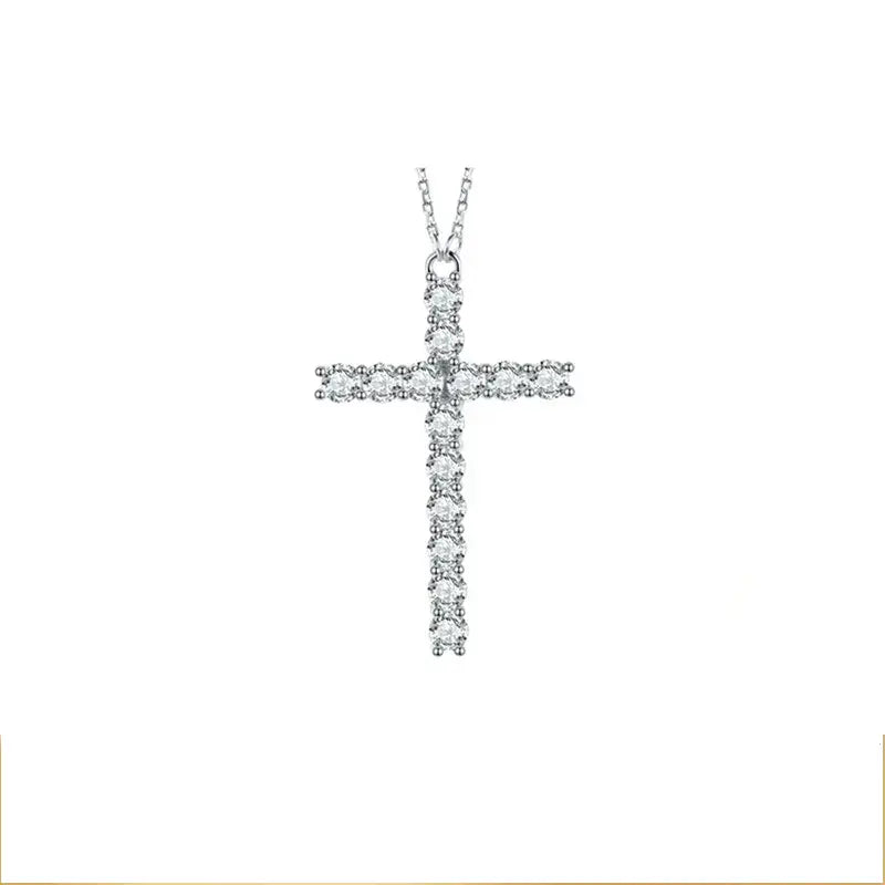 Cross 0.8 CT 925 Sterling Silver Moissanite Necklace