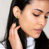 OVAL GREEN JADE BUTTON EARRINGS FASHION GOLD