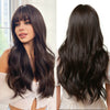 Brown | Long Wavy | Hair Bangs | Synthetic Wig | 24 inches
