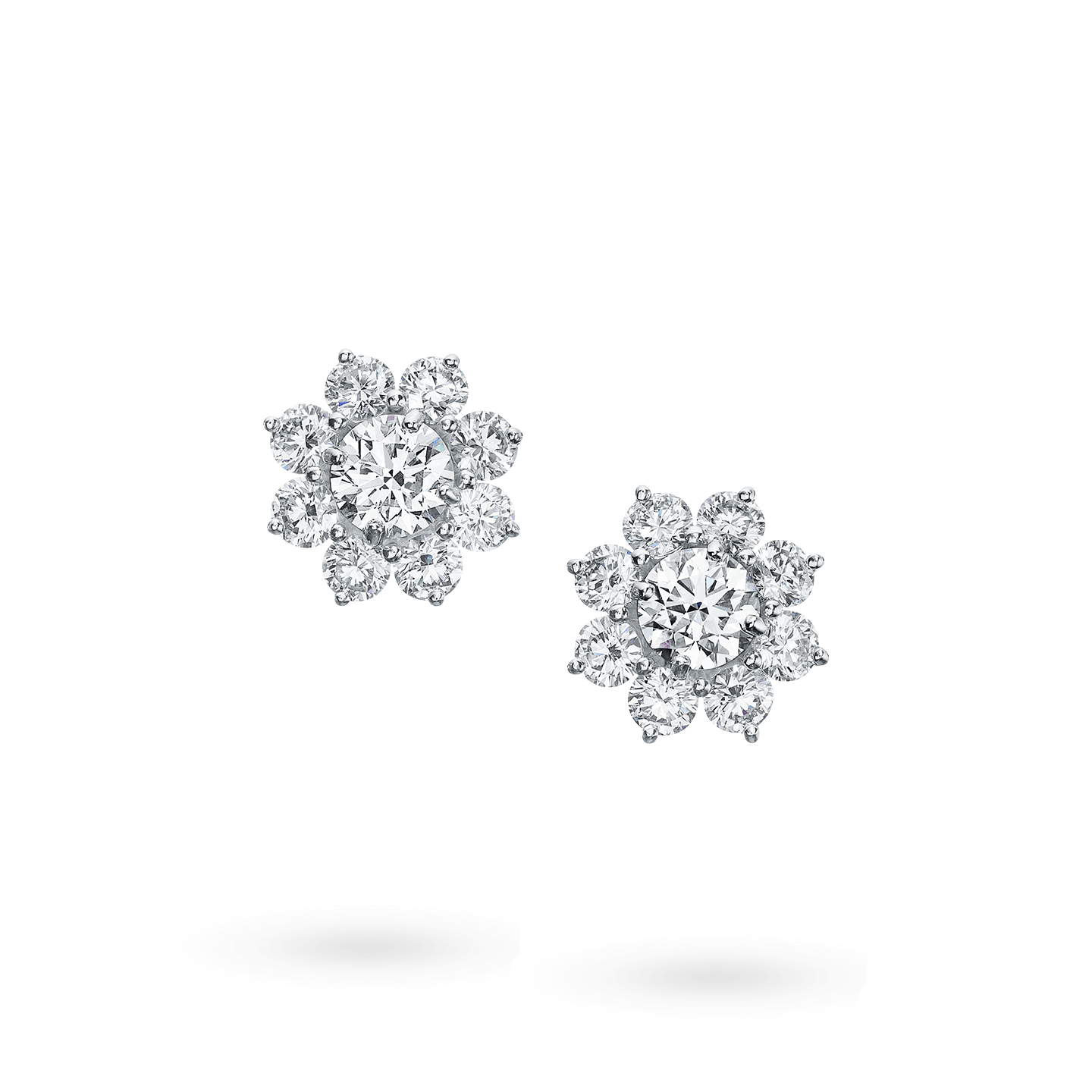 S925 Silver Sunflower Moissanite Diamond Earrings 0.5 + 0.5 Carat
