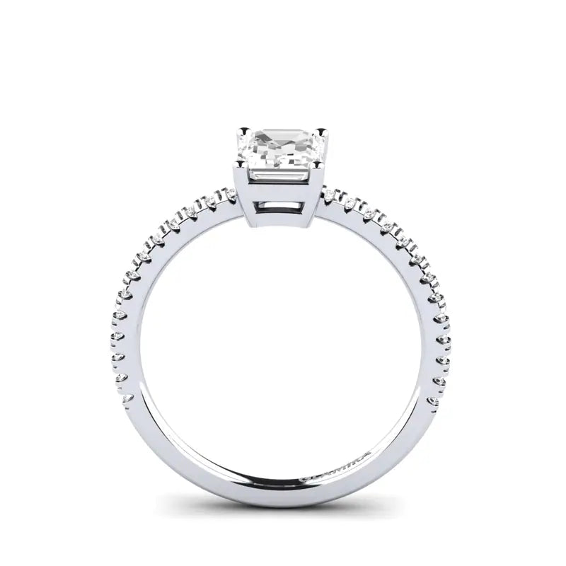 Sterling Silver Ring | Rectangle Cut Moissanite Diamond