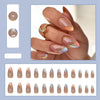 【CDJ025】Round head almond nail multicolored gradient French gold powder line wear nail fake nails