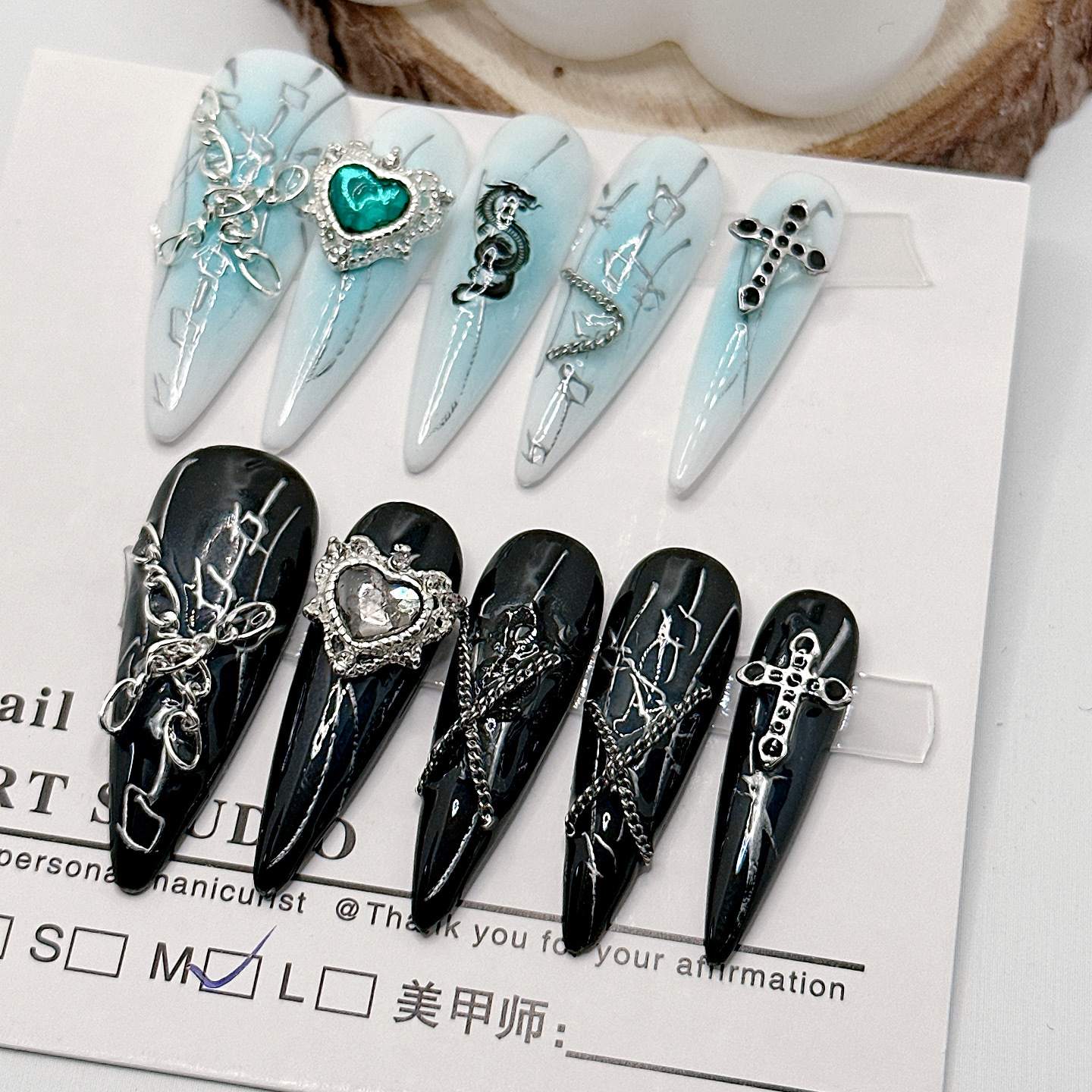 【CDJ011】Hand made Composite nail element Cold Beautiful Water Drop wear nail sticker patch