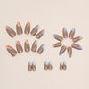 【CDJ025】Round head almond nail multicolored gradient French gold powder line wear nail fake nails