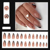 【CDJ017】Autumn/Winter Mystery Black Slash Line French Almond Nail Shine Starry sky Fake nails Wear Nail nail piece