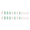 【CDJ024】Fresh light green frosted texture lovely flower summer Almond nail art European and American ins wind fake nail