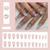 【CDJ014】Pink gradient love drop drill wear nail round head almond nail sweet pure desire ins wind nail art