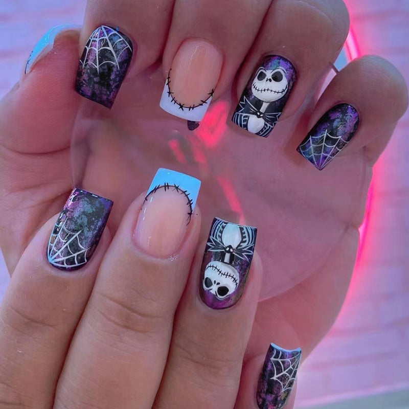 【CDJ067】Explosive Halloween smudges nail art spider ghost mysterious festive atmosphere wearing nails