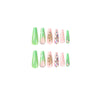 【CDJ046】Wear nail piece Fresh green white line nail piece finished Serpentine rhinestone nail piece finished removable advanced