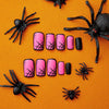 【CDJ066】Comic-book midlength European square wearing spider spider Halloween Rose matte nail art