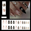 【CDJ023】Black Almond nail Dark Amber Gold Foil Flash Wear Fake nails Spice Sweet cool ins Style Nail