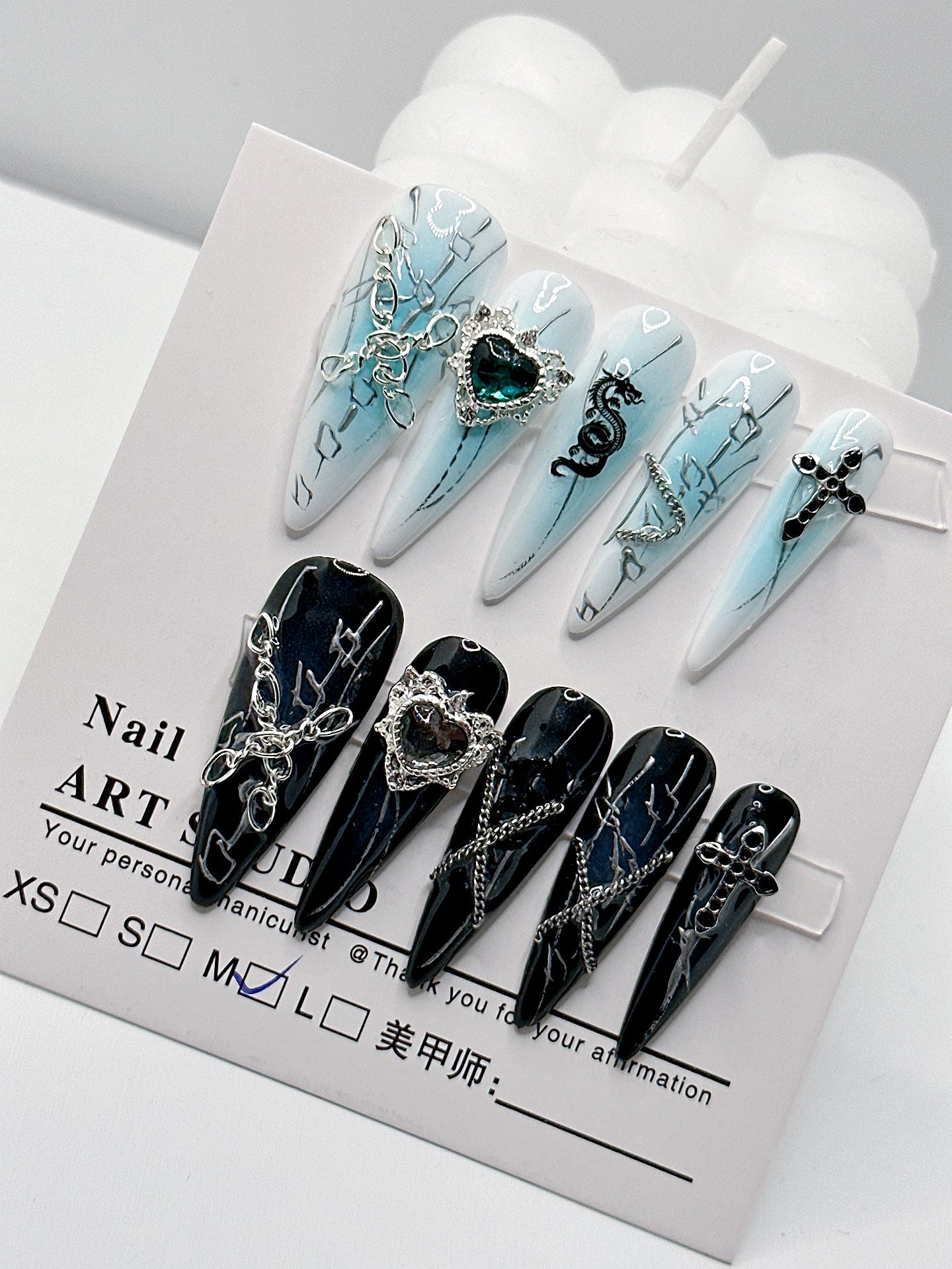 【CDJ011】Hand made Composite nail element Cold Beautiful Water Drop wear nail sticker patch