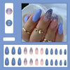 【CDJ018】Solid Smurf Glitter Almond Nail Fresh Summer Lake Blue Manicure white