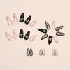 【CDJ023】Black Almond nail Dark Amber Gold Foil Flash Wear Fake nails Spice Sweet cool ins Style Nail