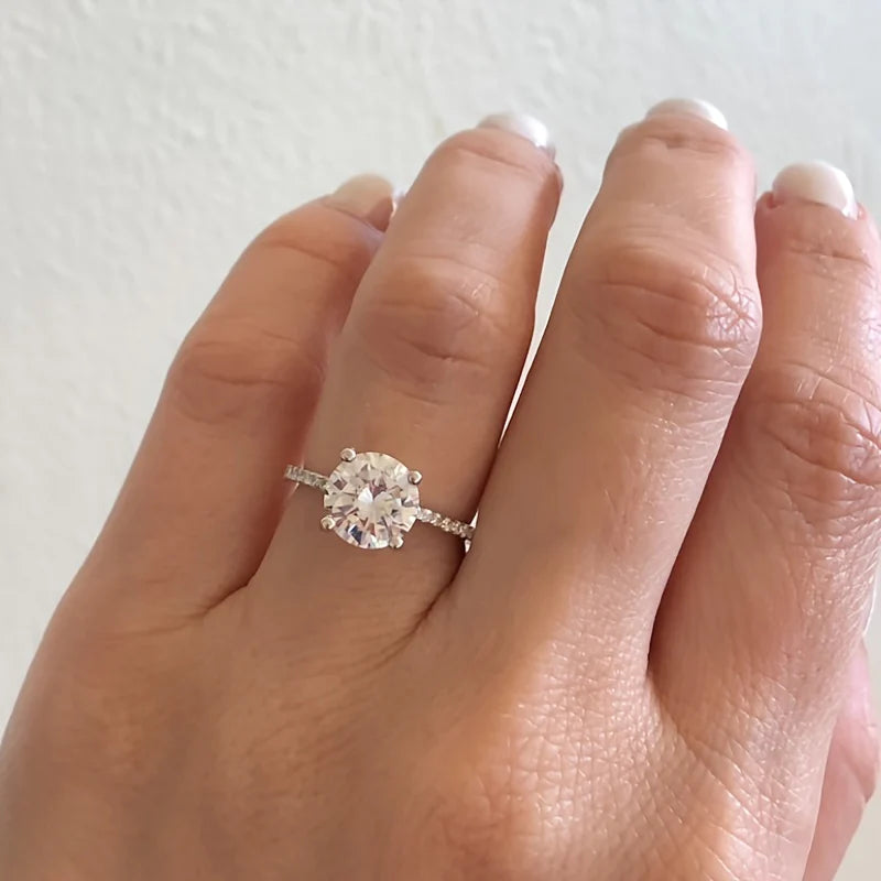 Moissanite Sterling Silver Engagement Ring