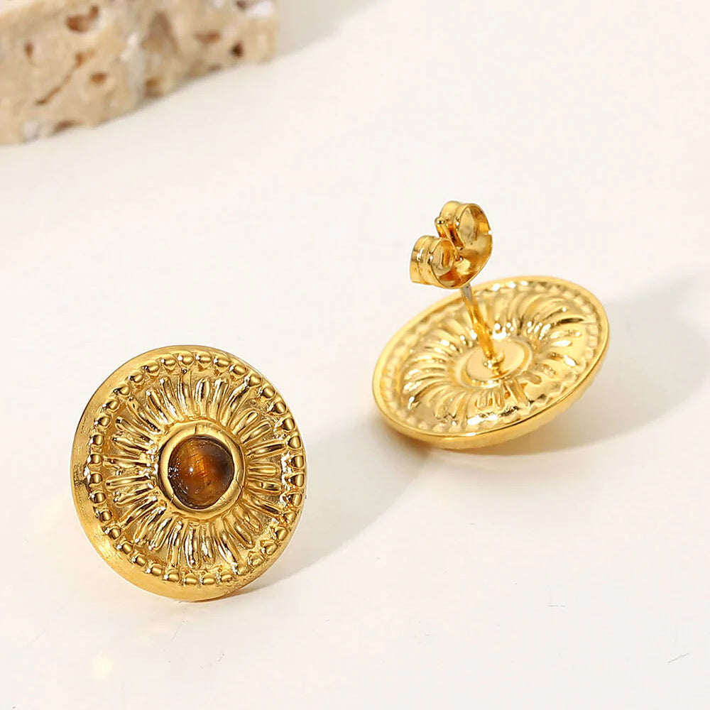 VINTAGE PLATED ROUND STUD EARRINGS