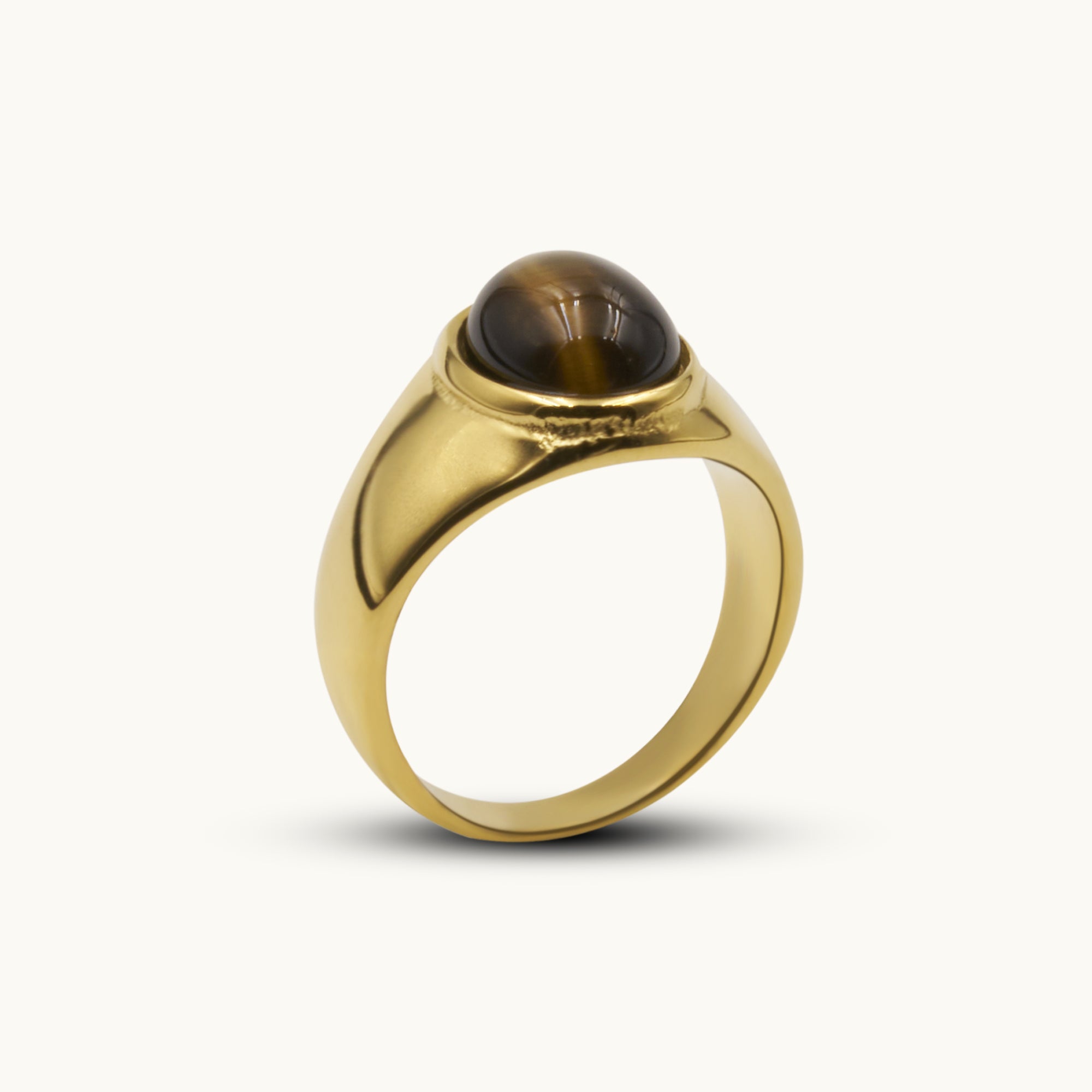 TIGER'S EYE-OVAL GEMSTONE CHUNKY RING