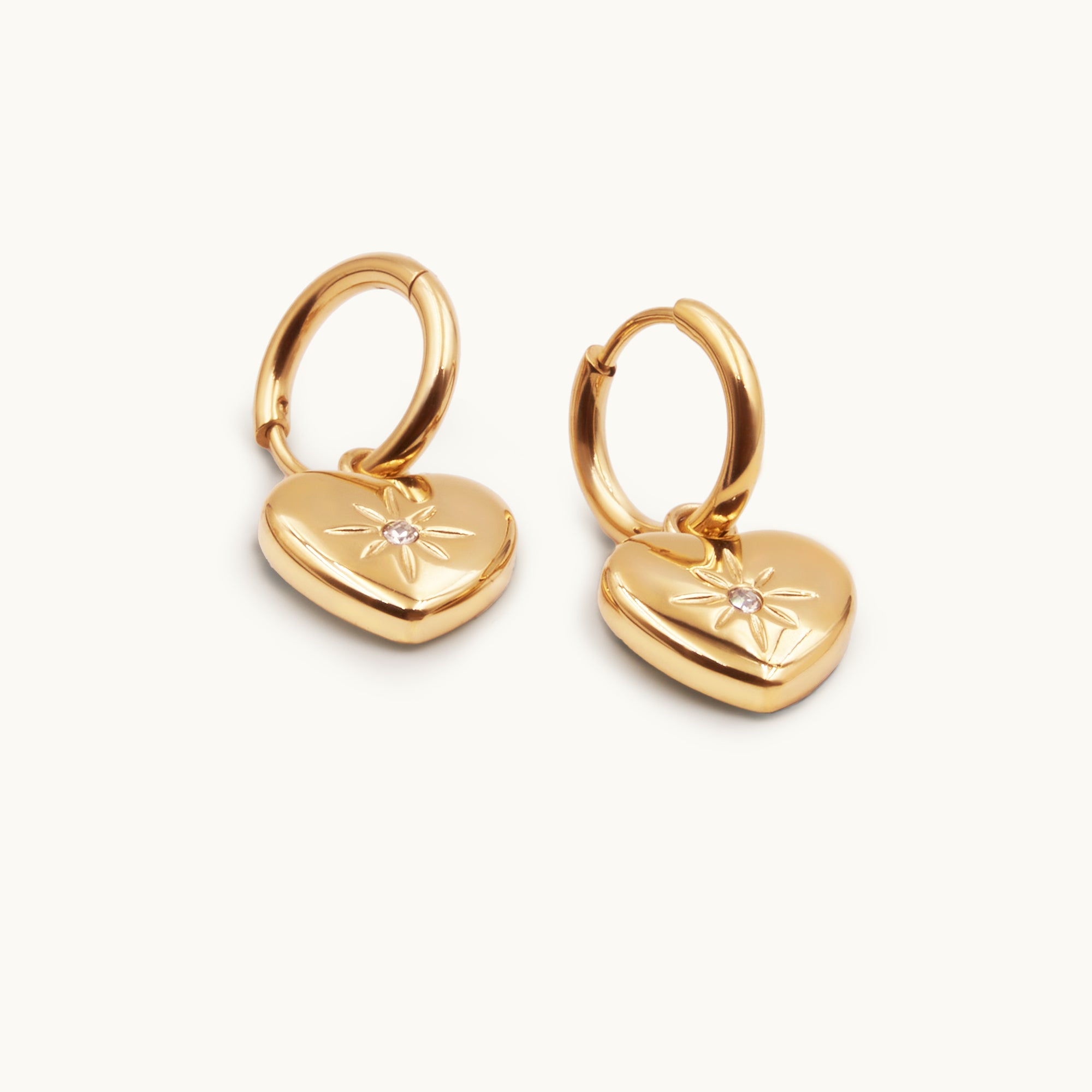 GOLD HEART DROP EARRINGS