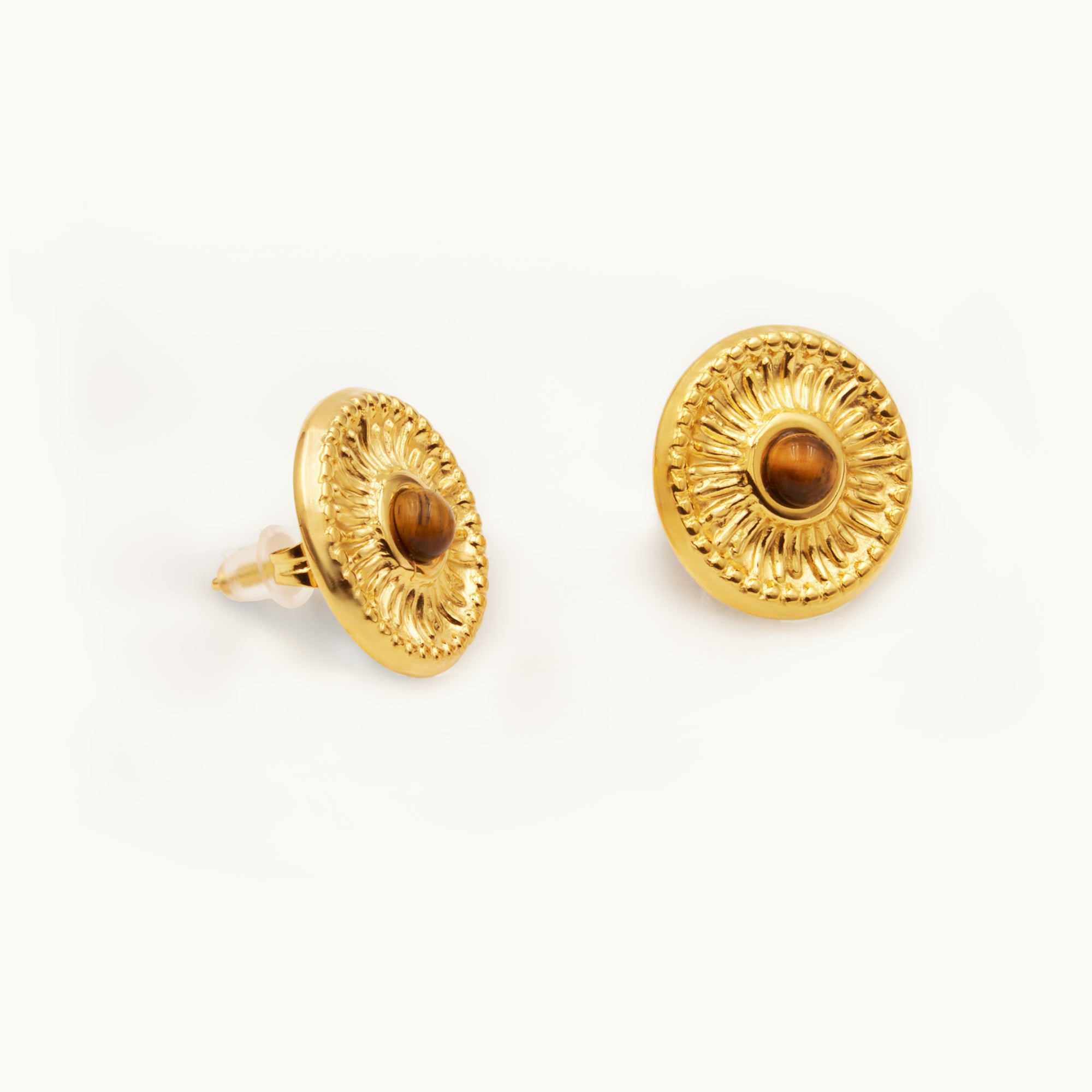 VINTAGE PLATED ROUND STUD EARRINGS