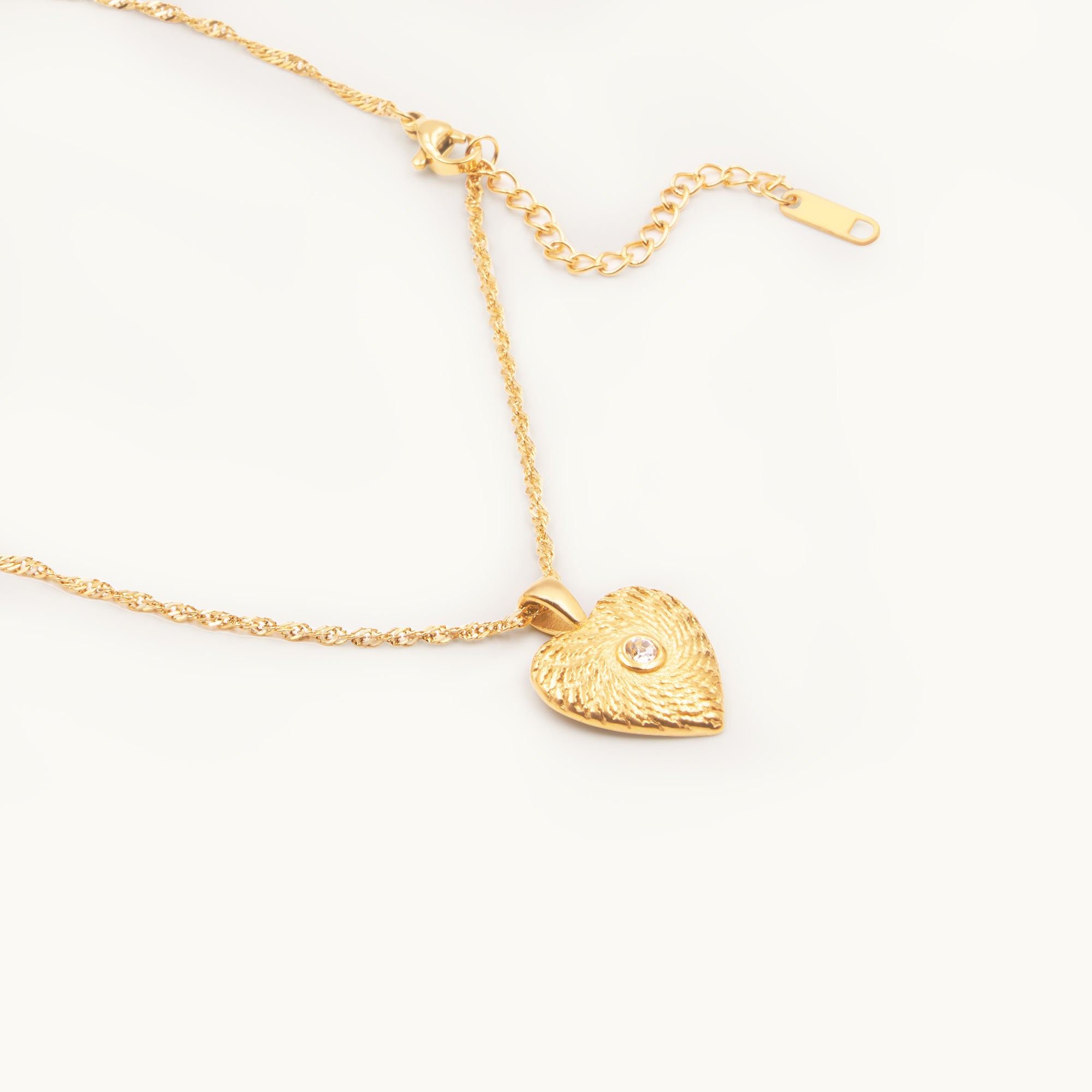 ENGRAVABLE HEART RIDGE LOCKET PENDANT NECKLACE