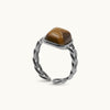 VINTAGE NATURAL TIGER'S EYE STONE SET GEOMETRIC OPENING RING