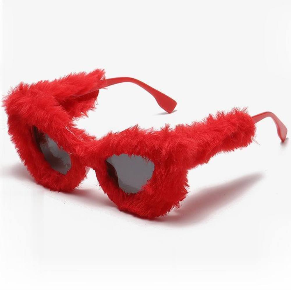 Hip Hop Vintage Christmas Party Winter Fluffy Cat Eye Sun Glasses