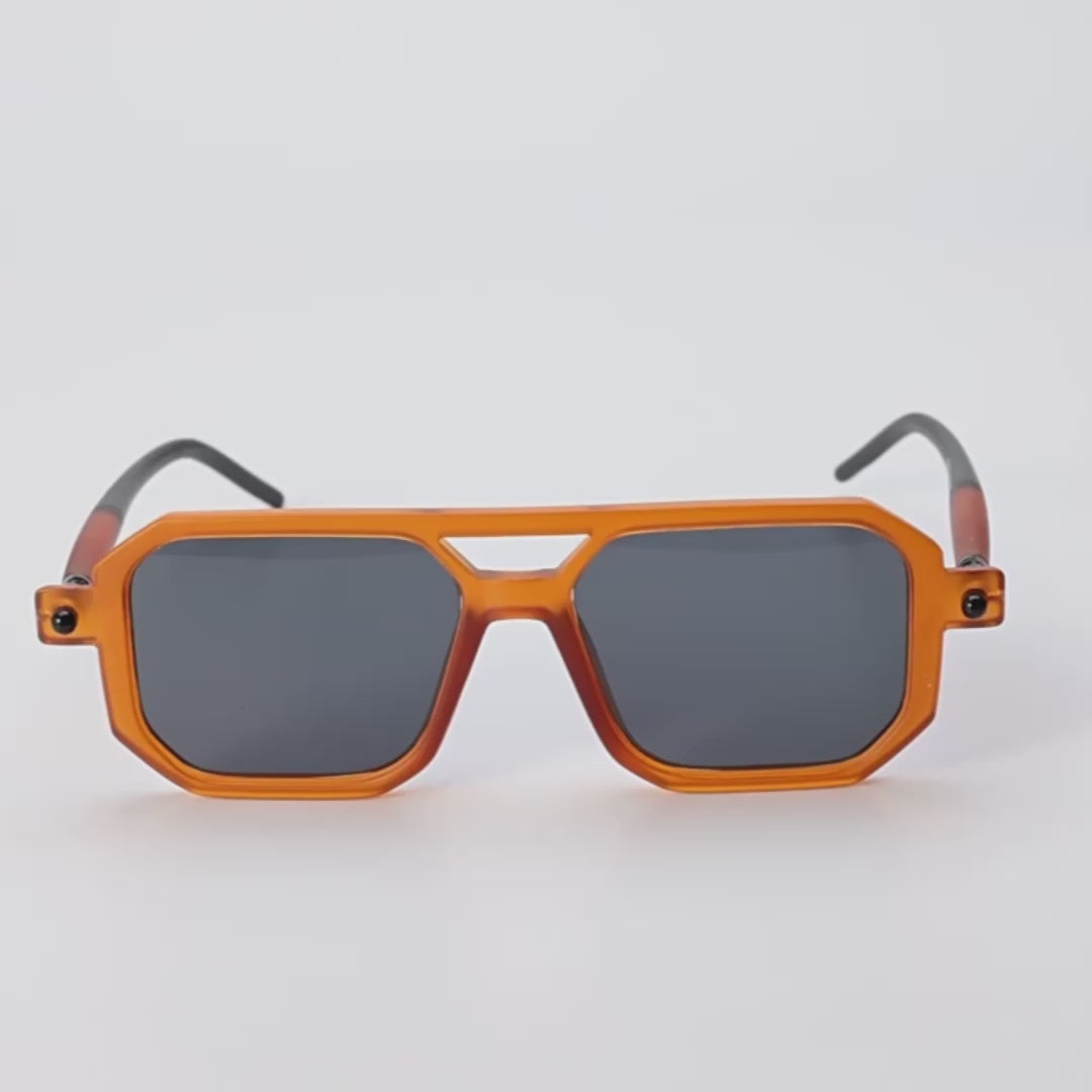 COLOR MATCHING DOUBLE BEAM SQUARE FRAME FASHION SUNGLASSES