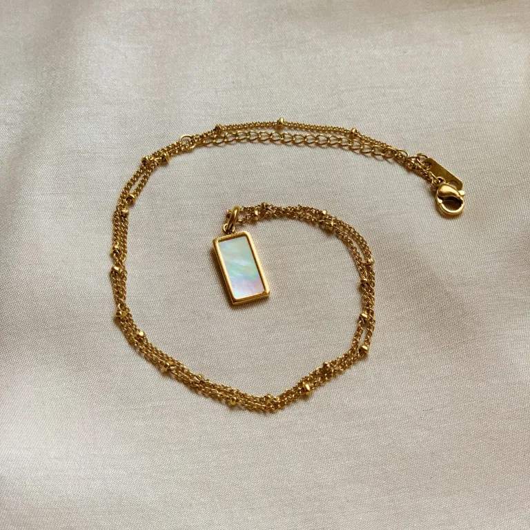 Mother Of Pearl Rectangle Necklace