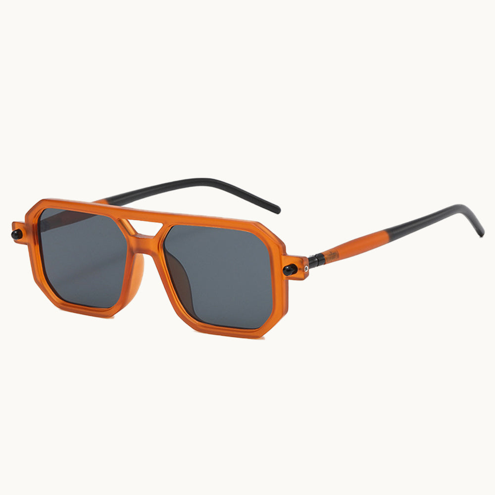 COLOR MATCHING DOUBLE BEAM SQUARE FRAME FASHION SUNGLASSES