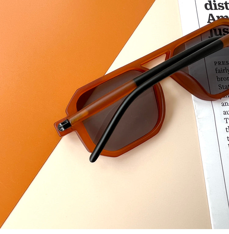 COLOR MATCHING DOUBLE BEAM SQUARE FRAME FASHION SUNGLASSES