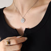 Fashion Personality Embossed Constellation Dial Geometric Round Pendant Necklace