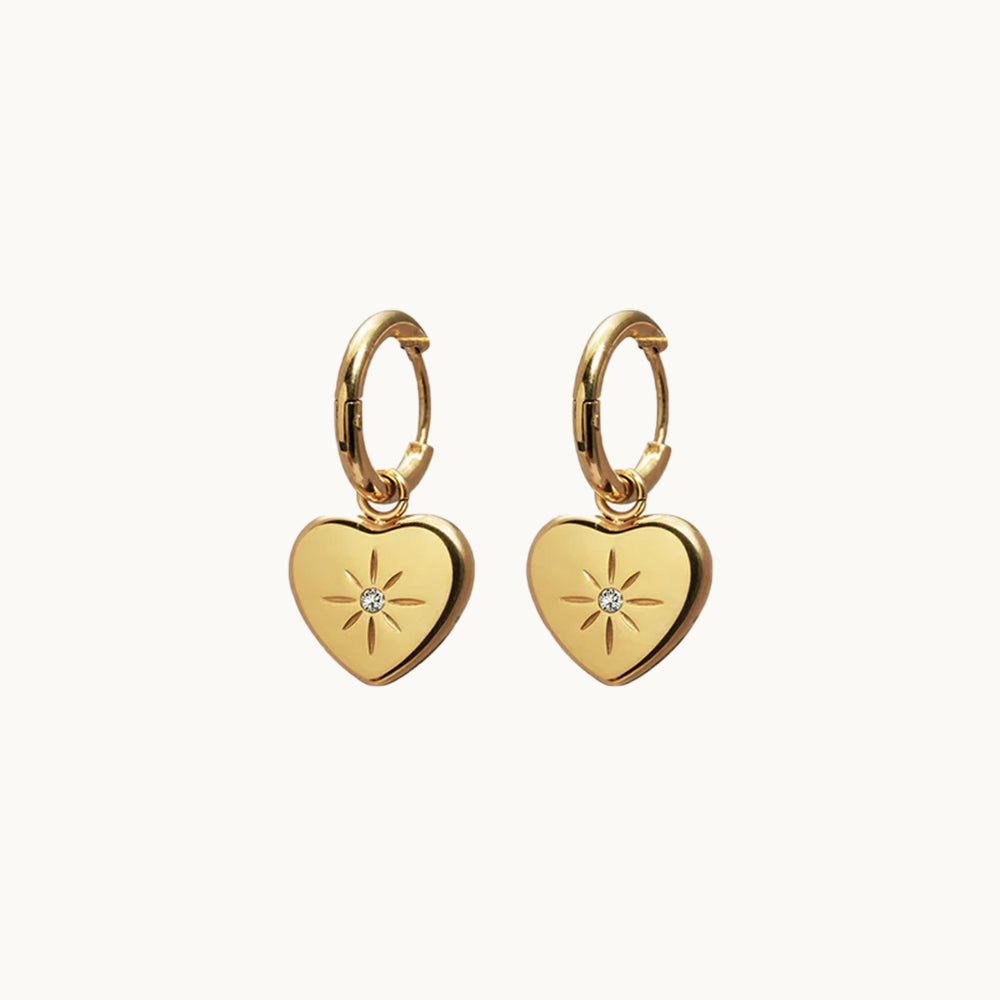 GOLD HEART DROP EARRINGS